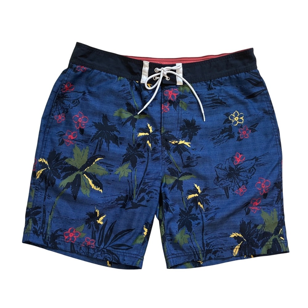 Nautica‎ Mens Blue Tropical Palm Floral Board Shorts Swim Trunks Large